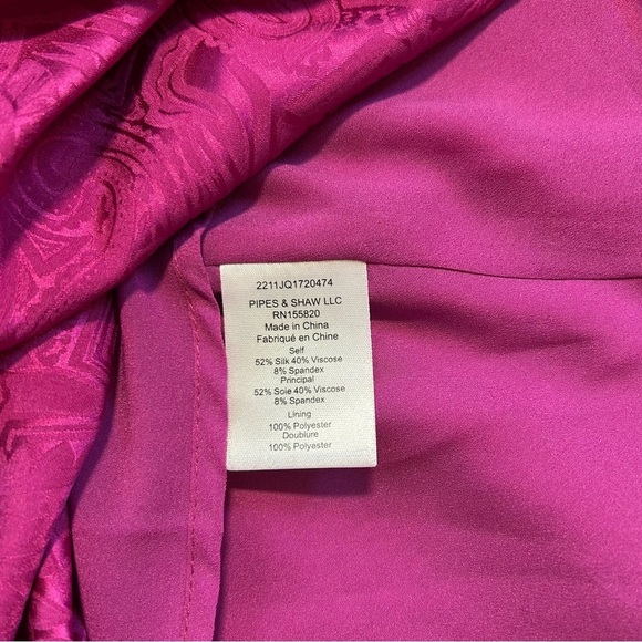 NWT Veronica Beard Weiss Magenta Faux Wrap Silk Blend Jacquard Midi Dress - Picture 12 of 16